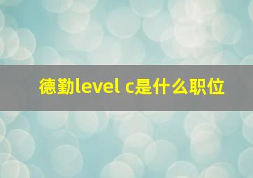 德勤level c是什么职位